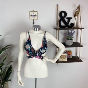 Cupshe Black Floral Paisley Wrap Tie Back Bikini Top